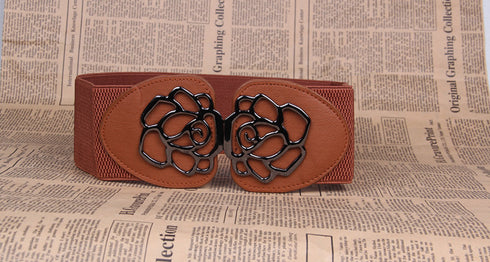 3 Women's Belts Elastic Belts Belts Rose Buckle Belts Tight Belts - ROUTINE FASHION